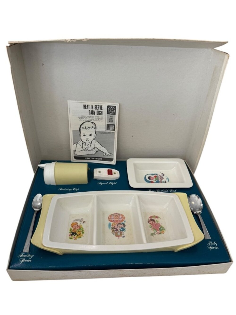 COMPLETE SET Vintage 1970s General Electric Heat N Serve Baby Dish Food Warmer